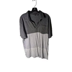 Travis Matthew Polo Mens L Grey Striped Short Sleeve Performance Golf‎